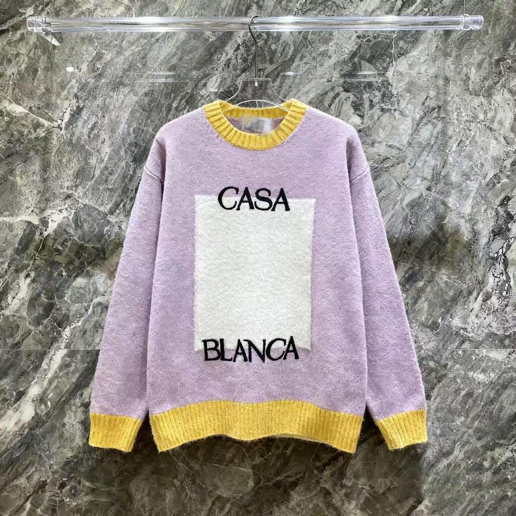 European Style CASA Knit Piqué Polo with Patchwork Pattern - Unisex Design Sweater