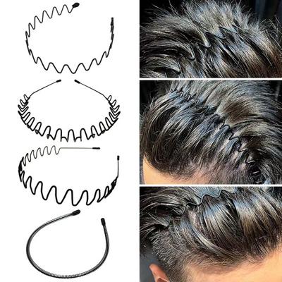 Unisex Headband Elastic Mrtal Wavy Hair Hoop Bangs Hair Fixed Anti-slip Invisible Flexible Solid Color Outdoor Sports Headband Hair Accessories