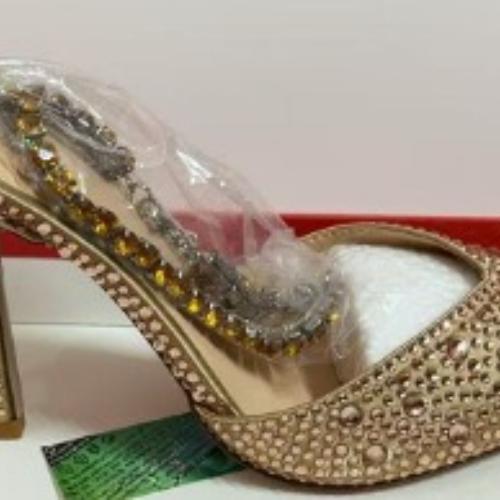 Fashion Gradient Pink High Heel Sandals Women Crystal Rhinestone Pointed Toe Stiletto Shoes