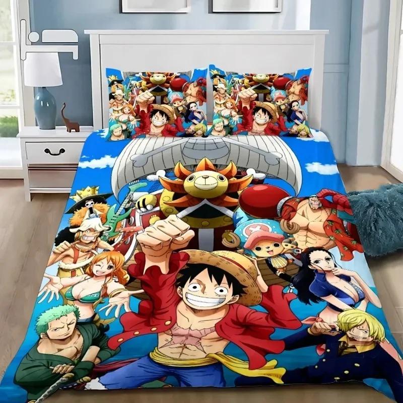 Anime One Piece Duvet Cover Set Japanese Cartoon Luffy Bedding Set Twin Full Size Bedroom Bed Decor Teens Boys Gifts 2/3pce set