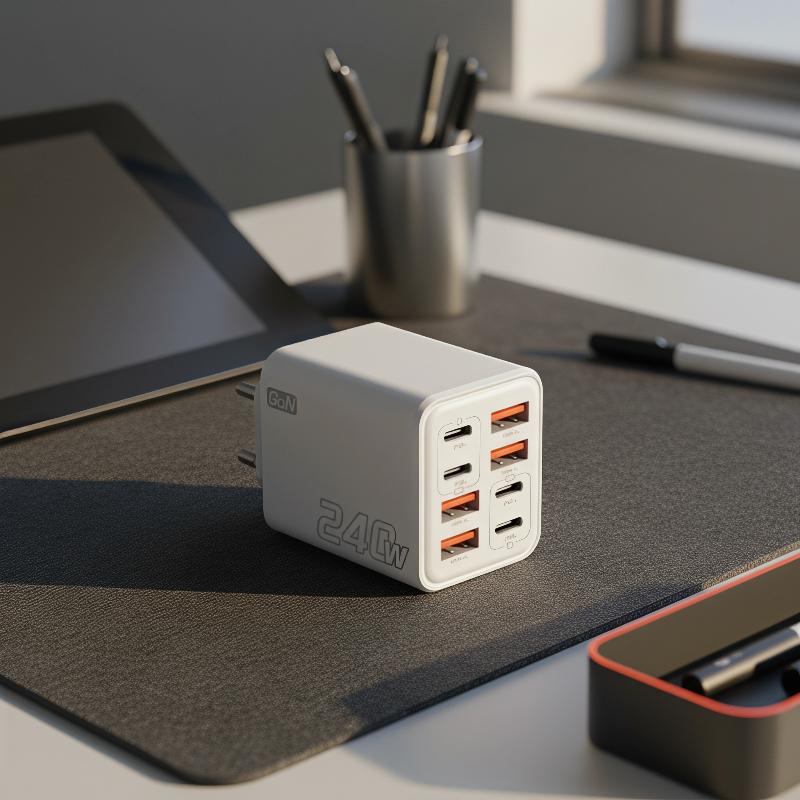 1Pcs 8 In 1 Fast Charging Phone Charger Power Adapter 240W Gan Usb C Charger Type C Eu/Us/Uk Plug Wall Charger For Phone