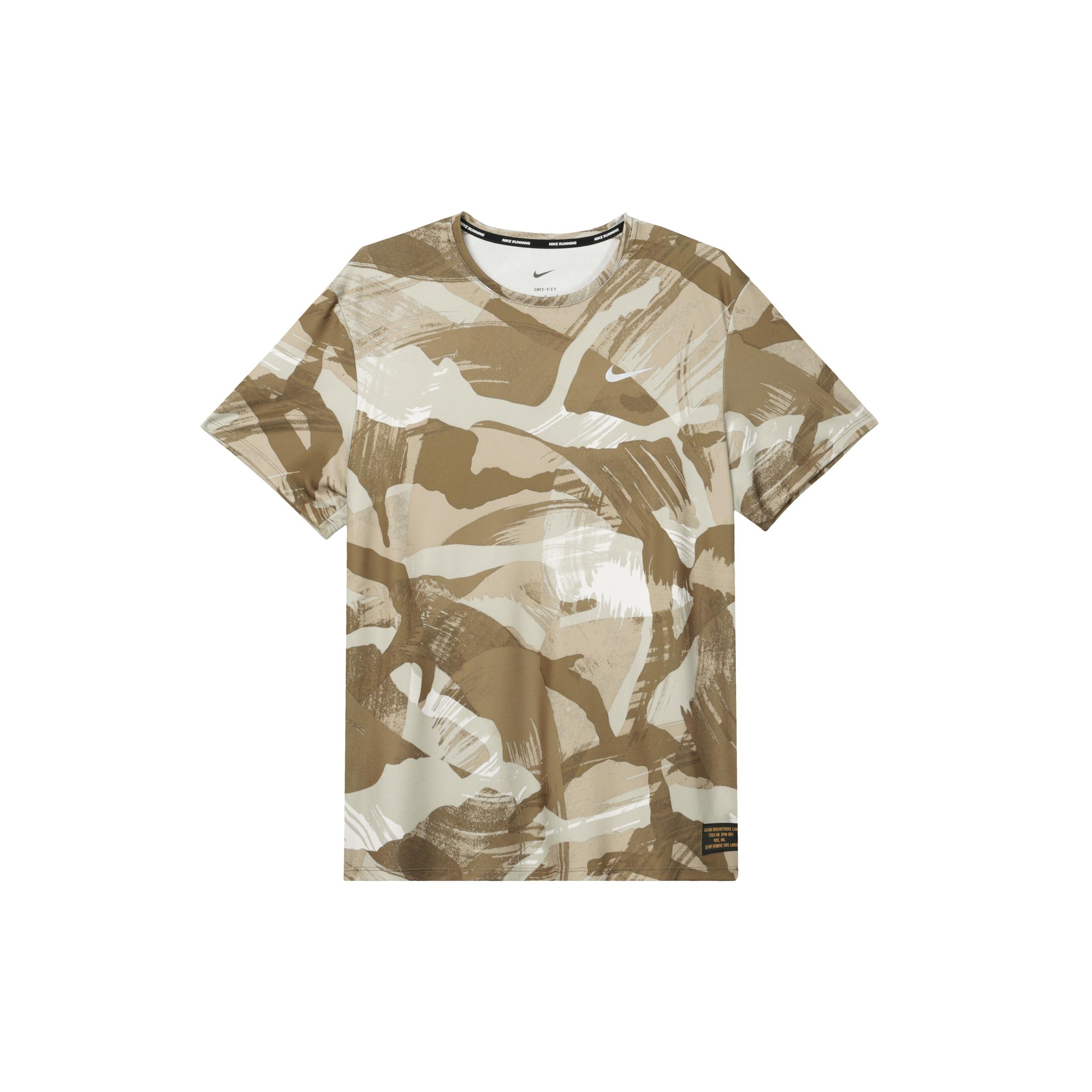 Nike Dri-Fit Miler Camouflage Running T-Shirt Hazel Rush Men s FD4053-242 XL