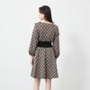 VEROMODA Elegant Lapel Puff Sleeve Tie-Waist A-Line Dress