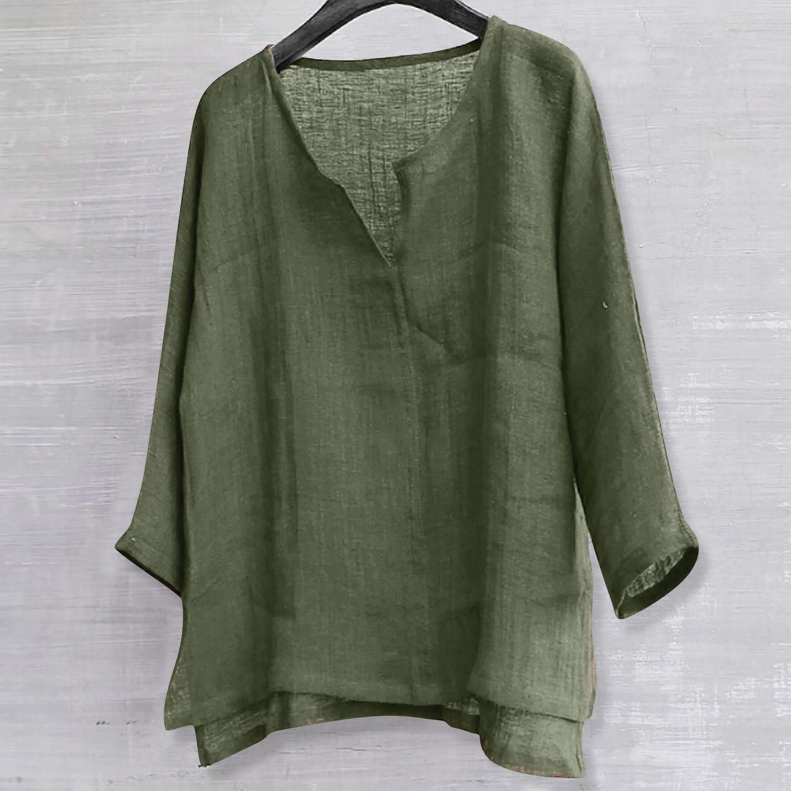 

Дизайнерские весенне-летние мужские повседневные рубашки из хлопка и льна, однотонные рубашки с длинными рукавами, свободные рубашки с воротником-стойкой XXXL армия зеленый