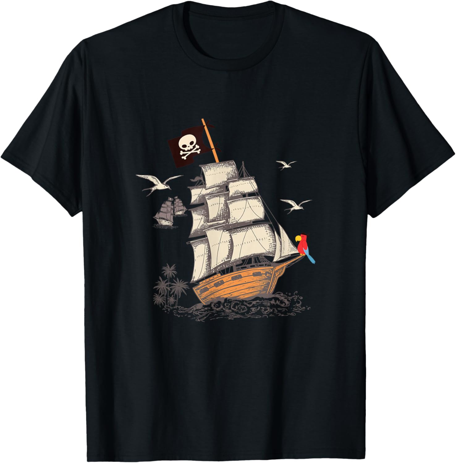Pirate Ship Nautical Boat Pirate Flag Funny Gift T-Shirt Unisex T-Shirt XXL