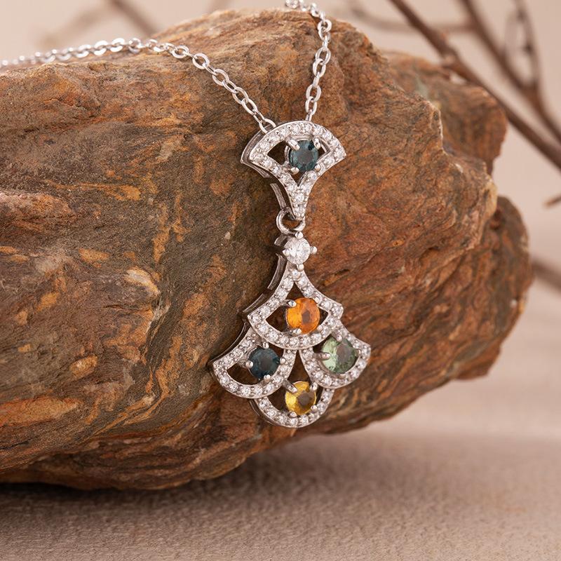Ожерелье с натуральным цветным сапфиром, женское, из стерлингового серебра S925, с цветным кулоном-сокровищем, модель Xiaohongshu