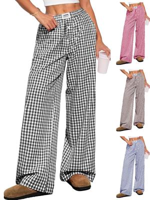 Women's Classic Plaid Casual Loose Long Pants for 2026