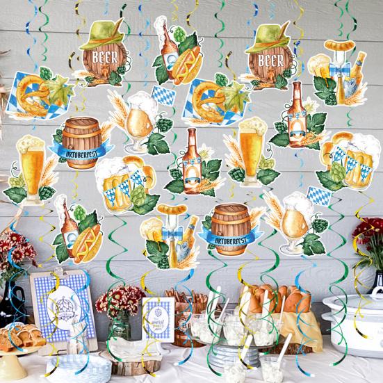 Yousheng 48 Pcs Oktoberfest Hanging Swirl Decorations Beer Festival Hanging Spiral Streamer Ceiling Decor for Oktoberfest Themed Party Supplies
