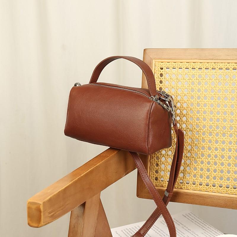 

Johnature Women s Genuine Leather Bag Large Capacity Multi Compartment Double Zipper Handbag Versatile Shoulder Bag кавовий