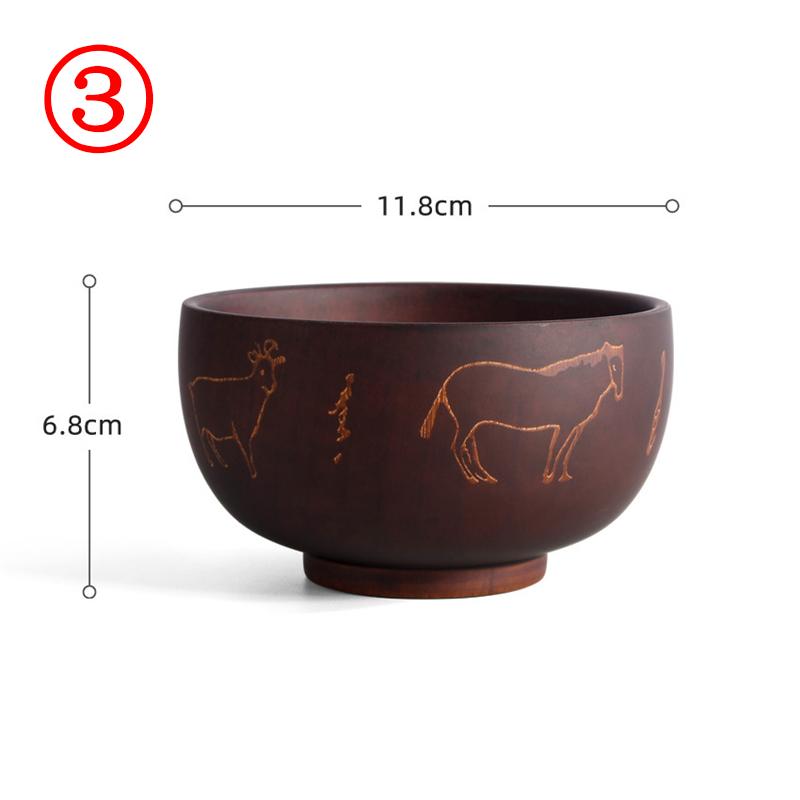 New Creative Bowl Spoon Tableware Set For Kitchen Item Utensils Wooden Auspicious Eight Treasure Pattern Dining Salad Home Dinne