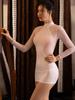 Women Mesh Patchwork Hollow Out Sexy Tight Pencil Cute Dress Smooth See Through Micro Mini Dress Bandage Dress Stage Wear