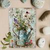 Arrosoir Bleu Ferme Vintage Art Mural Métallique Décor Floral en Fer Forgé Rustique Intérieur Extérieur