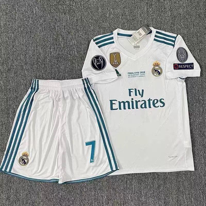 Retro Real Madrid 17/18 Domácí dres finále UCL | Ronaldo 7/10/11/4 Fotbalová sada dresů