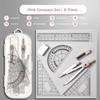 8PCS/Set Plastic Ruler Compasses Set Transparent Eraser Protractor Straight Ruler Set Square Drawing Tool School Office