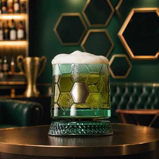 Bicchiere da Whiskey Rotante, Tumbler a Forma di Pallone da Calcio Rotante a 360 gradi, Bicchiere da 245 ml per Bere Bourbon per Bar di Casa, Regalo per Uomini