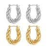 New Irregular Twist Snake Chain Double Layer 14K Gold Stainless Steel Fashion Earrings