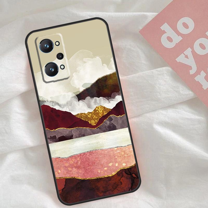 Gold Landscape Painting Case For Realme C51 C75 C63 C61 C55 C53 C35 C65 C67 C71 15 11 12 13 14 Pro Plus GT6 GT7 Pro