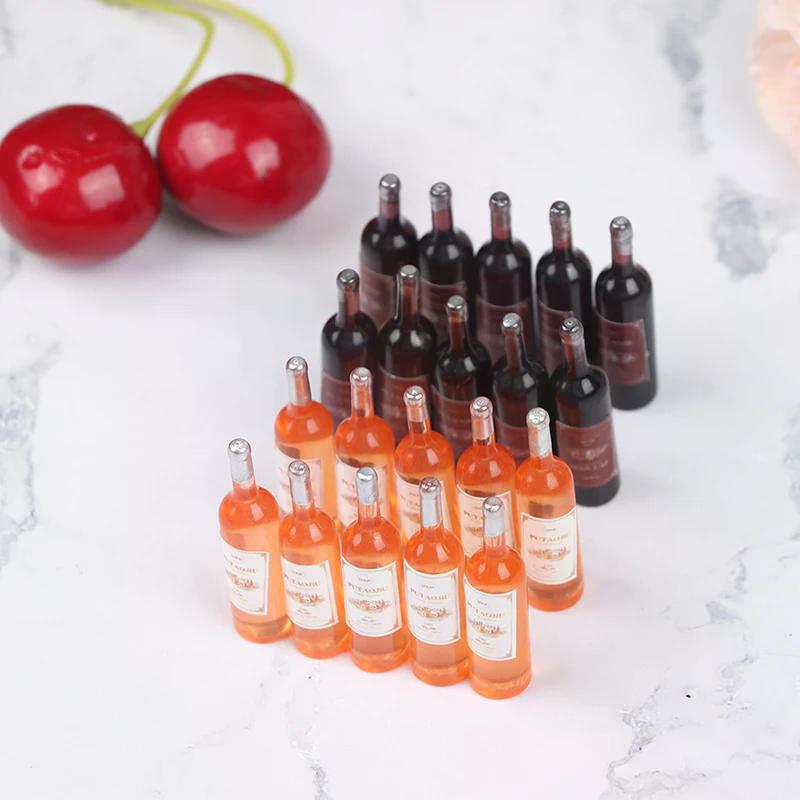 Dollhouse Miniature Toys 10pcs 12 Bottles of Red Wine Kitchen Food 1/12 Perfect Gift For Kids Safe For Children