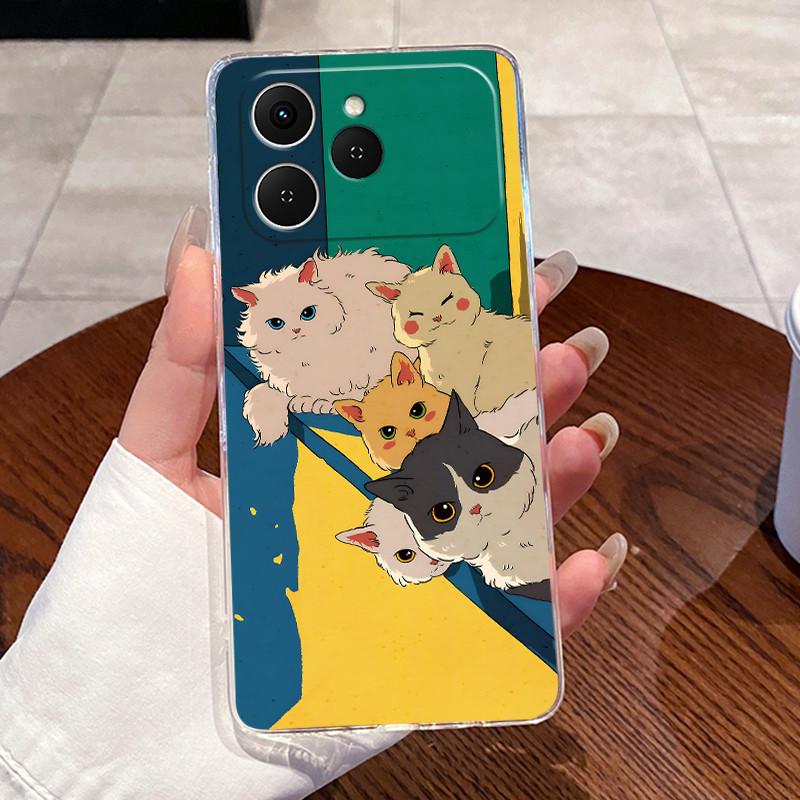 For Tecno Spark 40 4G KM5 Cases Clear Silicone Soft TPU Jelly Casing Cover Tecno Spark40 4G Cute Rabbit Cat Dinasaur Phone Case