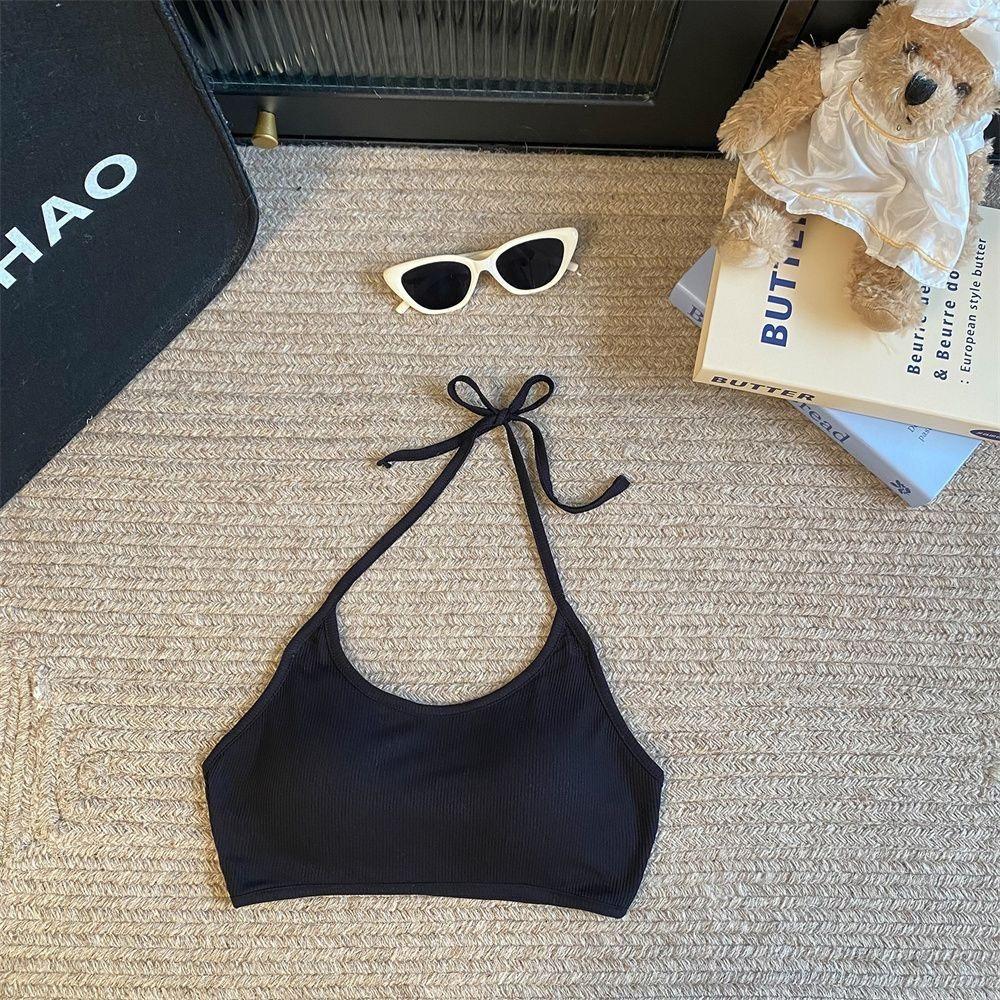 

Чистый сладкий и пряный топ-топ с бретелькой через шею и подкладкой на грудь, одно женское сексуальное нижнее белье One size