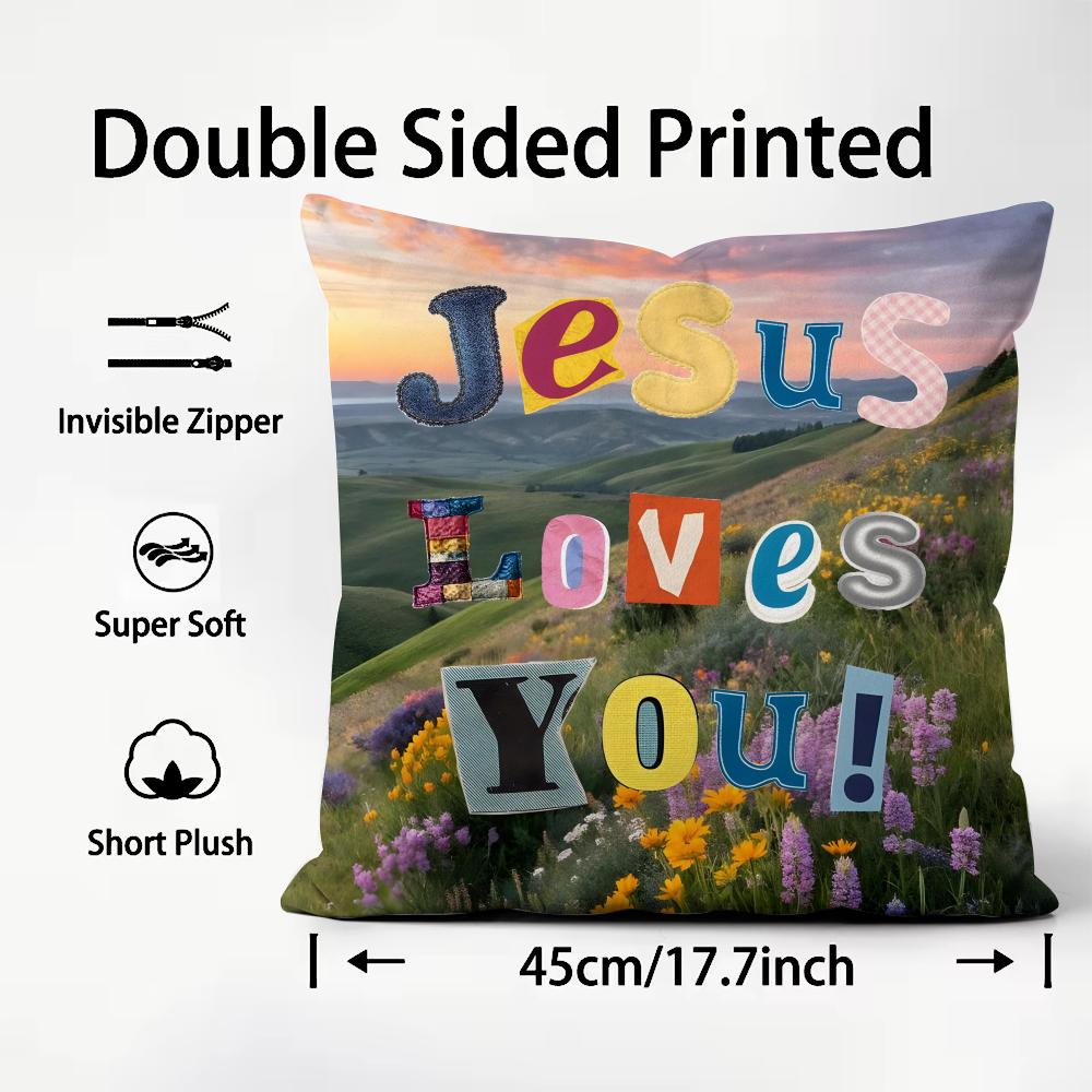 Positive Words INS Cushion Cover Plush Fabric Soft DoubleSided Printed Sofa Warm Winter Home Child Gift Pillow Case