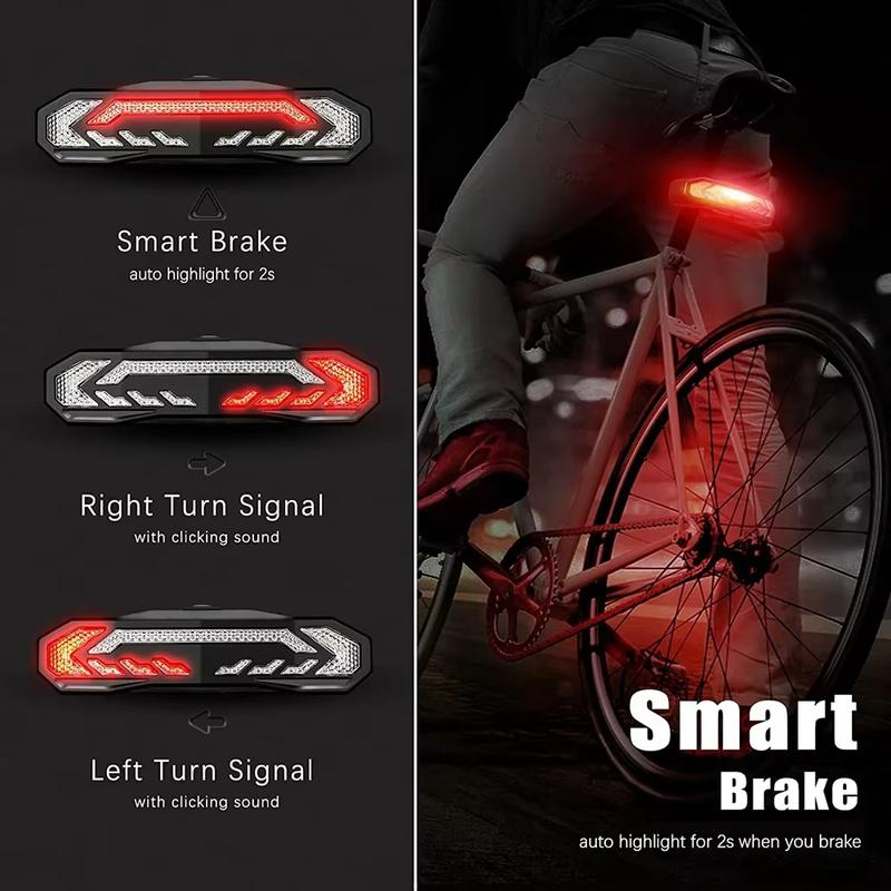 Extractme Bicycle Rear Light Alarm Waterproof Rechargeable Scooter Bike Turn Signal Warning Lamp Auto Brake Light