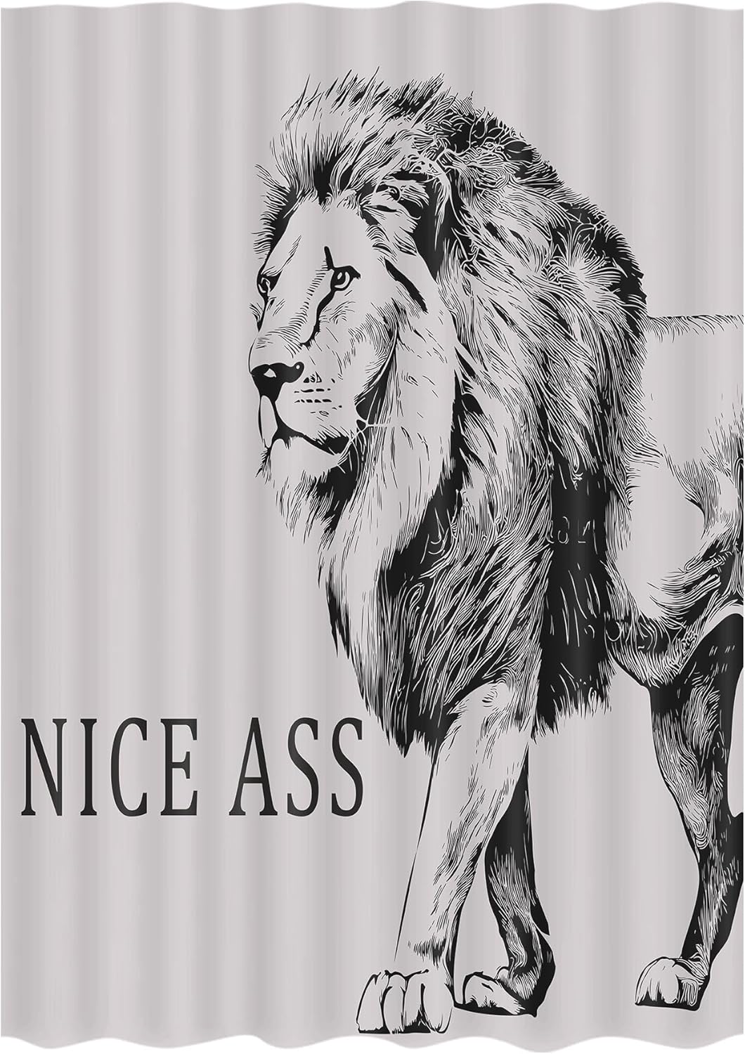 

Funny Lion Shower Curtain Rustic Farmhouse Bathroom Shower Curtains Black And White Cute Animal Modern Polyester Fabric Large W60H190(CM)-1 Pcs