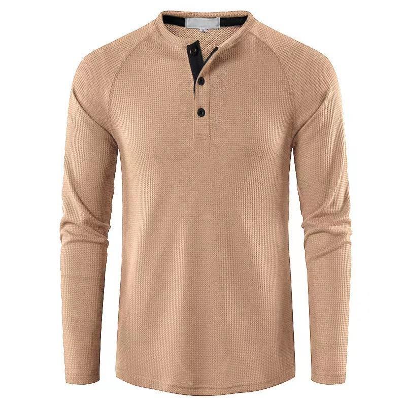 Autumn And Winter New Men'S T-Shirt Europe And The United States Men'S Solid Color Long Sleeve Undershirt Henry Shirt Men