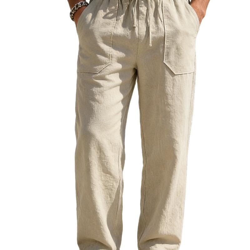 Men s Casual Cotton Linen Wide Leg Joggers Relaxed Fit Hip Hop Style S