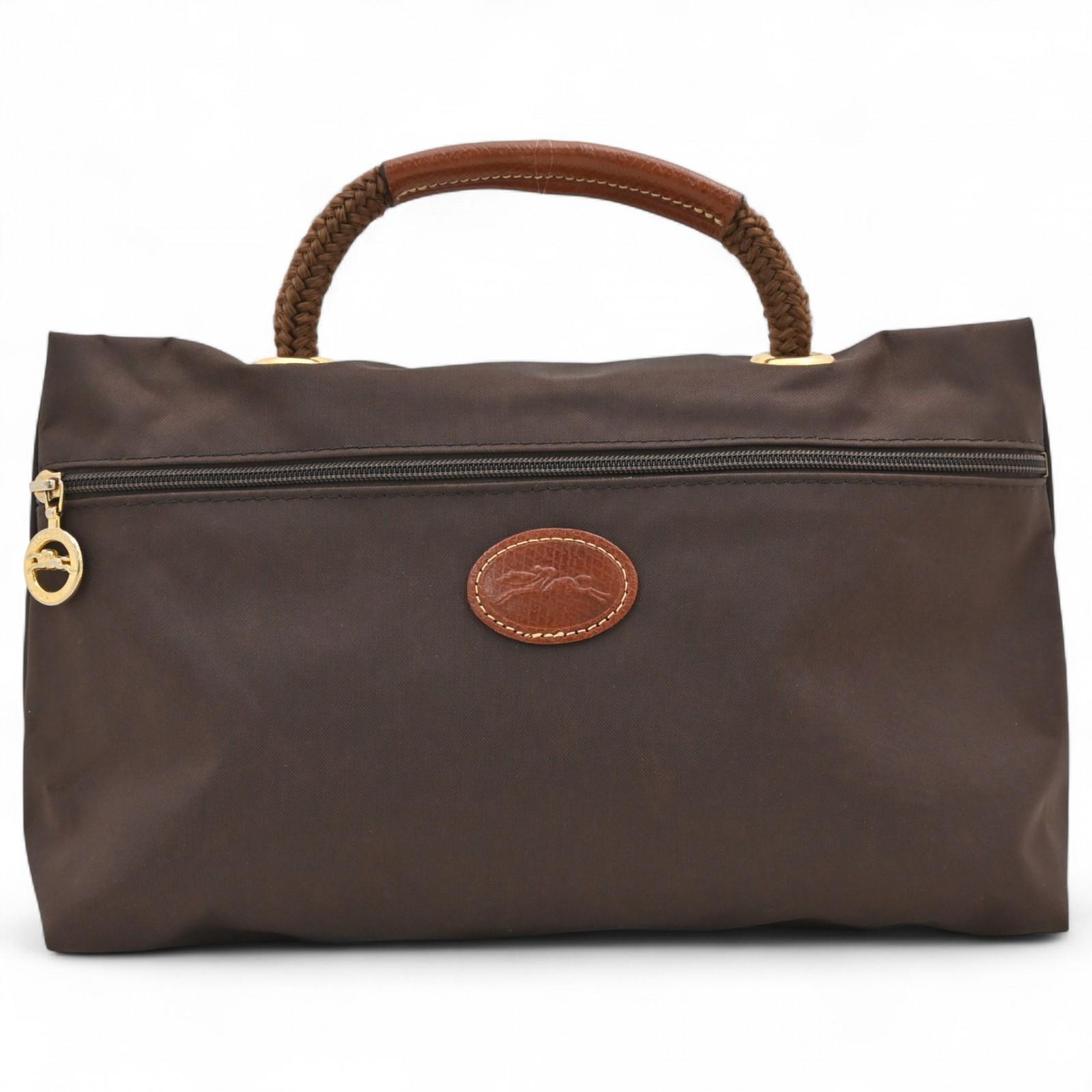 

Auth LONGCHAMP Nylon Handbag Brown lo1103jj