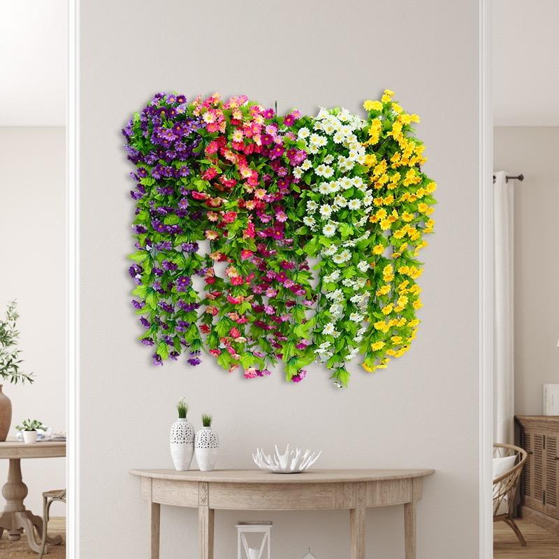 168 Flowers and 12 Forks Artificial Violet Hanging Flower Vines Wall Decor Plants Garland for Wedding Home Garden Decoration
