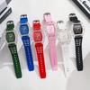Transparent Barrel Shape Watch With Quartz Movement Casual Mens Silicone Strap For Daily Wear