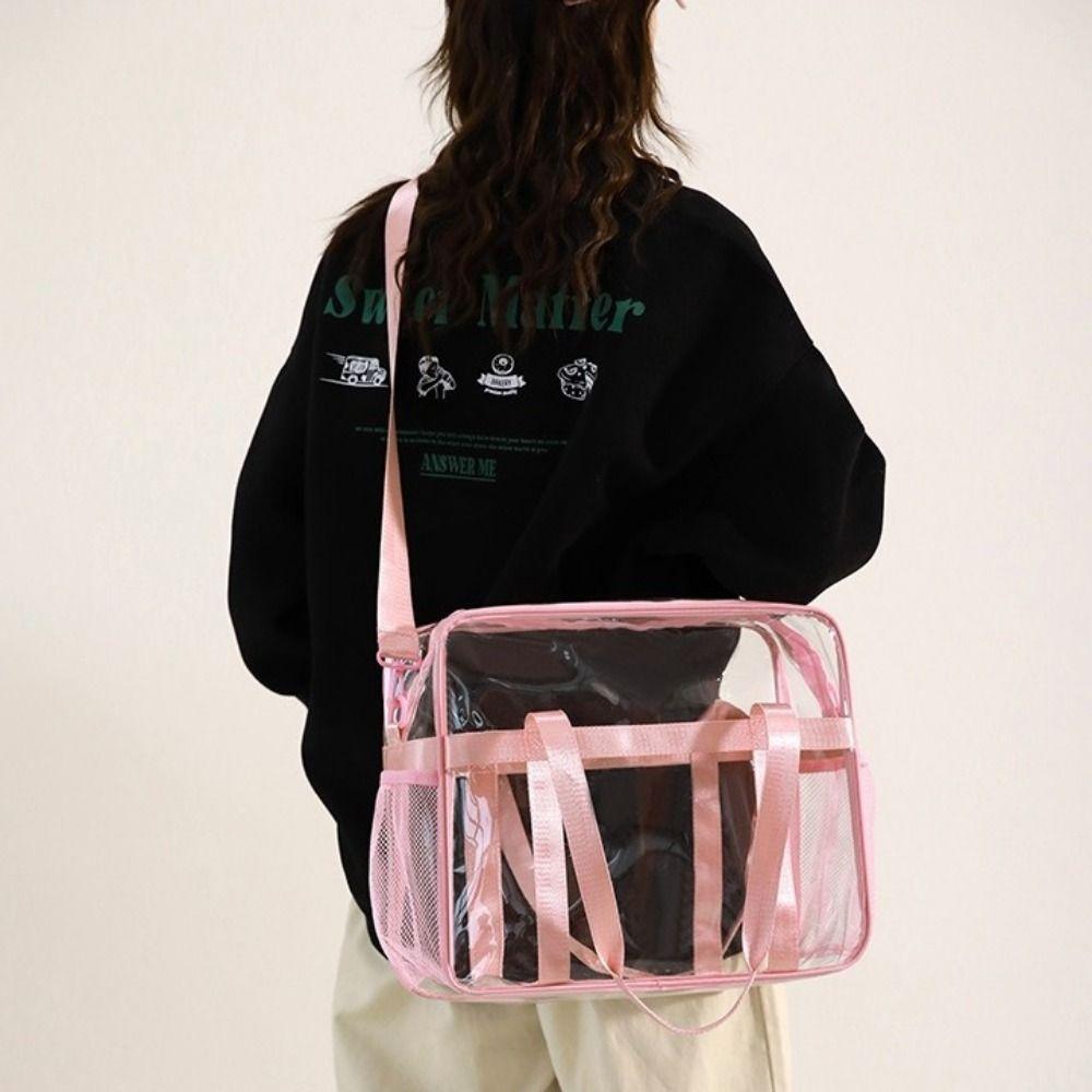 Large Capacity Transparent Crossbody Bag Waterproof Portable Toiletries Handbag PVC Material Lightweight Washing Storage Bag