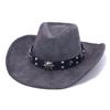 Autumn and winter leather western cowboy hat couple men and women jazz hat knight hat big edge top hat