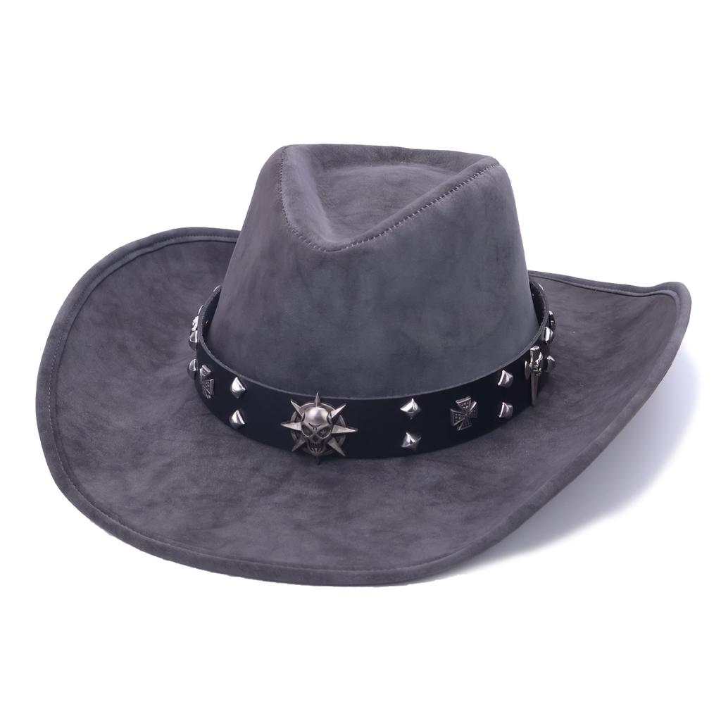 Autumn and winter leather western cowboy hat couple men and women jazz hat knight hat big edge top hat