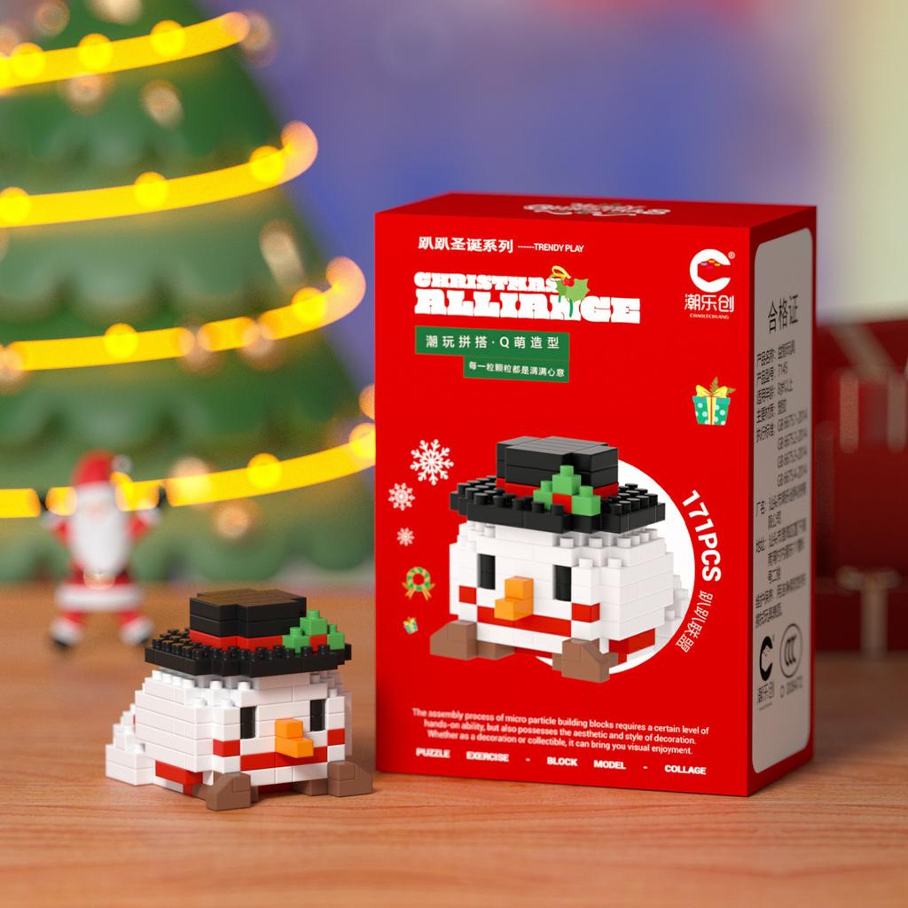 Non-Toxic 33 Style Cartoon Santa Claus Snowman Wishing Tree Apple Candy House Building Blocks City Compatible Diy Toys Children'S Gifts