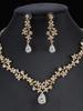 3PC Wedding Season Women's Flower Hollow Water Drop Necklace Earrings Jewelry Set Wedding Banquet Party Holiday Gift