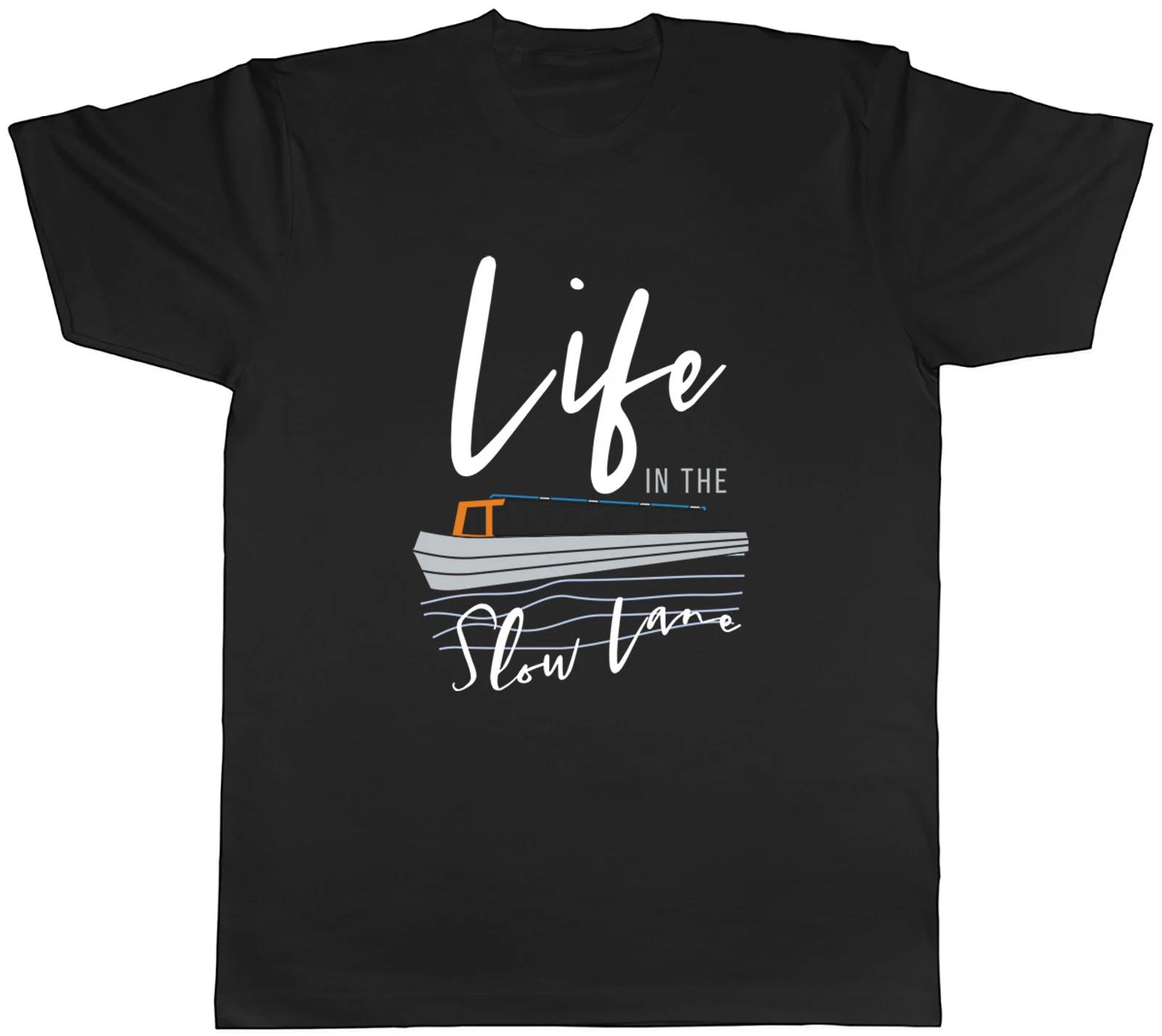 Life in the Slow Lane Narrowboat Canal Boat Mens T-Shirt Tee Gift Top XL