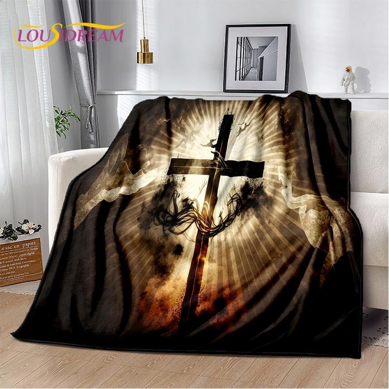 New 3D Pray Holy Bible Cross Jesus Soft Blankets,Keep Warm Throw Blanket Comfortable Blanket for Picnic Beds Sofa Home Bedroom