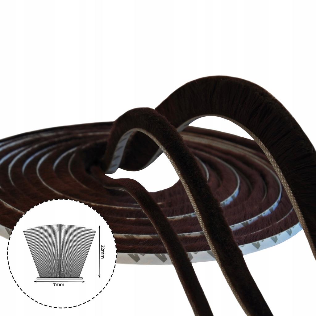 Self-adhesive brush seal BROWN 3M 7x22 1m