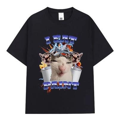 I Eat Paint Funny Cat Meme T Shirts Men Women Clothing Fashion T-shirt Summer Casual Cotton Short Sleeve Oversized T-shirts Tops