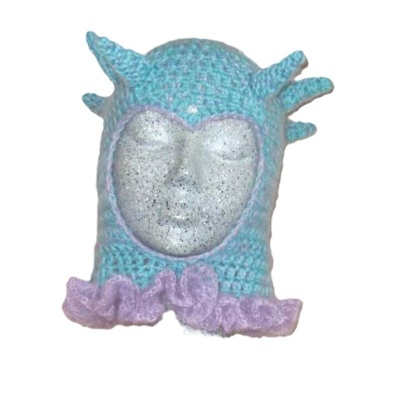 New Handmade Crocheted Funny Cross Horn Hat Personalized Balaclava