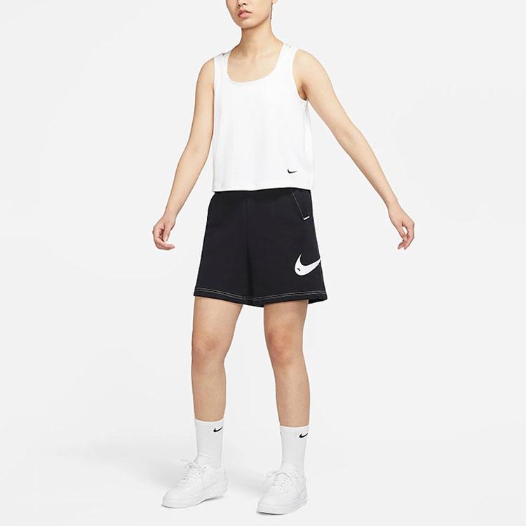 Nike Solid Logo Print Casual Sports Shorts Women Shorts Black DM6751-010