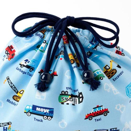 COLORFUL CANDY STYLE Lunch Bag for Boys, Medium Drawstring, Stylish and Cute with Gusset, Full Throttle Working Vehicle (Light Blue) N3469500