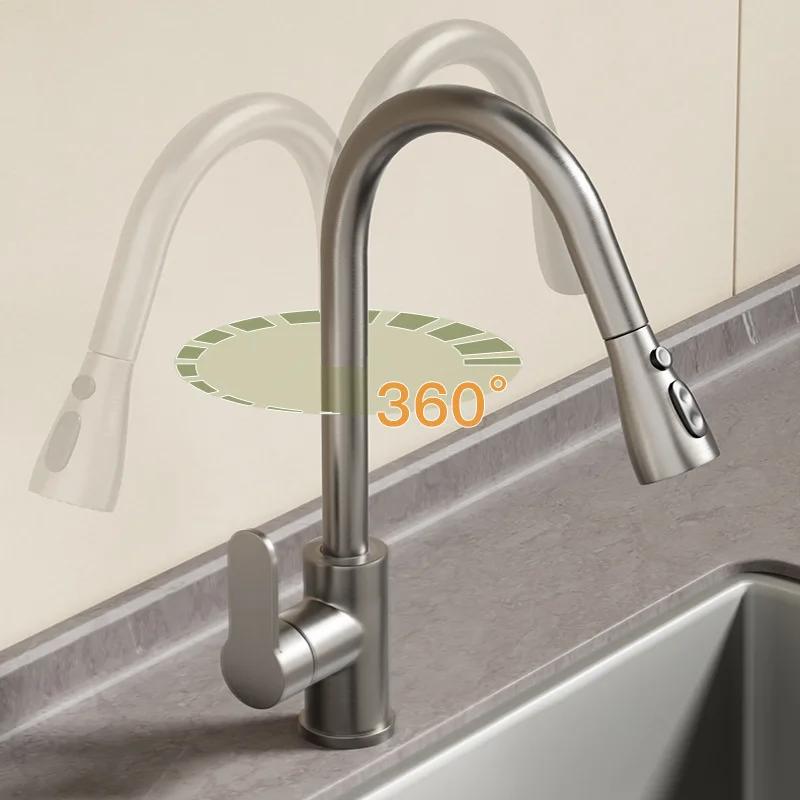 Kitchen pull-out faucet Brass main body Hot and cold vegetable basin Sink Dishwasher Multifunctional household faucet