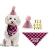 Pet Bow Tie Decorative Pet Birthday Set Adjustable Blue Dog Sequins Hat Polyester Dog Birthday Triangle Scarf Birthday Party