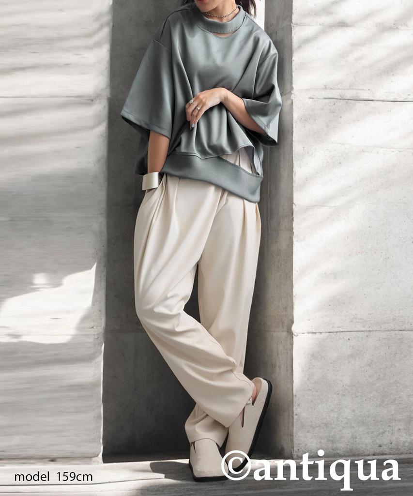 antiqua Asymmetric Neck Dry One Size Gray Women's Top, 3/4 Sleeves, Touch, KYO-0027, 15,
