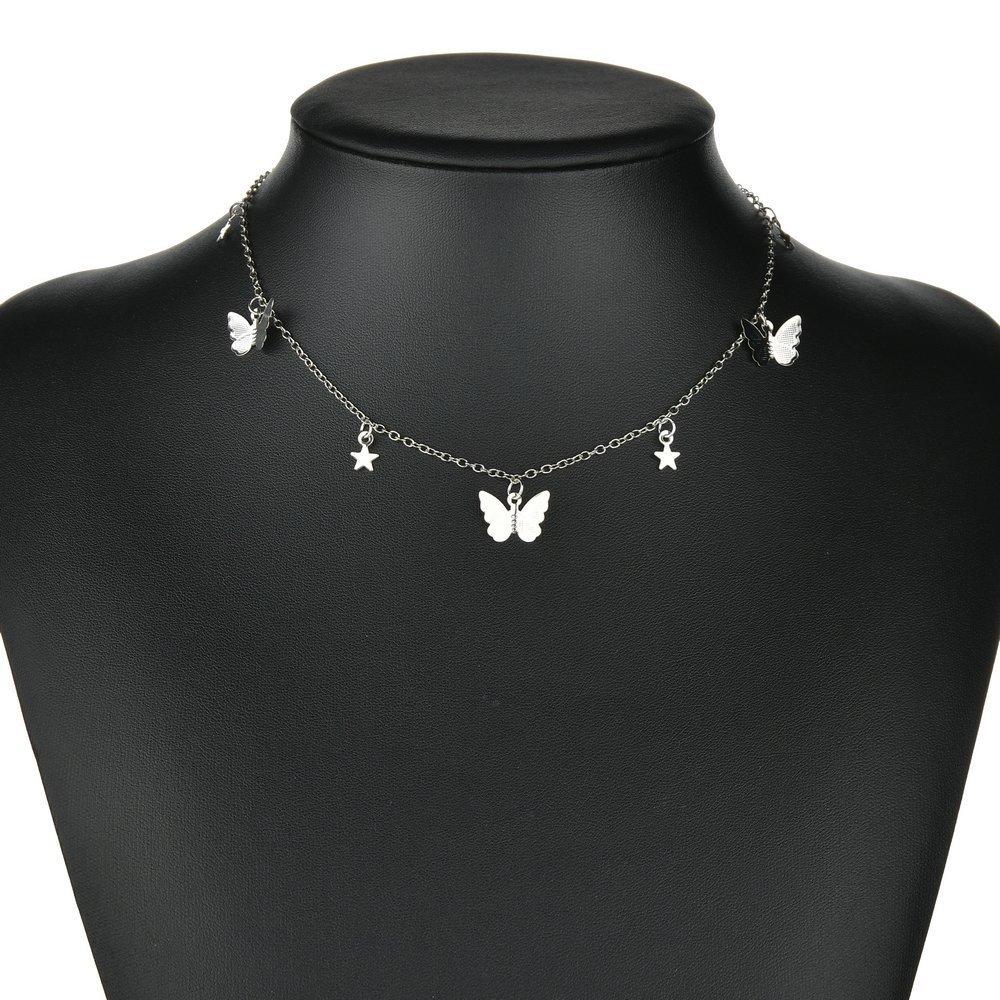 Simple and Fashionable Butterfly Necklace, Personalized Popular Five-pointed Star Collarbone Chain Women's Accessories