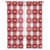 Valentine'S Day Love Red Plaid Tulle Curtains For Living Room Bedroom Home Decor Chiffon Sheer Voile Kitchen Curtain