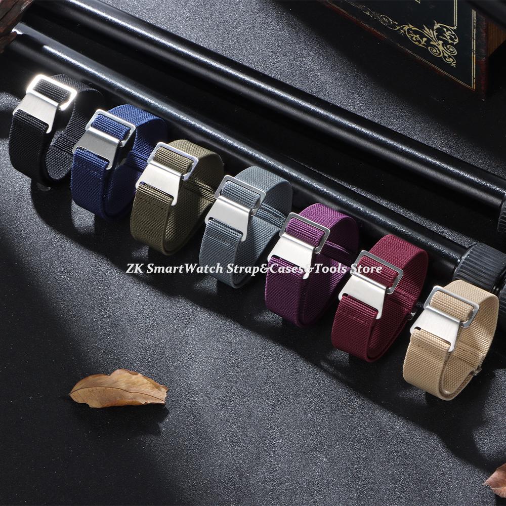 18mm 20mm 22mm Nylonowy Pasek do Zegarka dla Seiko Armia Wojskowy Tkany Elastyczny Pasek Żołnierze Francuscy Torba Spadochronowa Uniwersalna Bransoleta Sportowa
